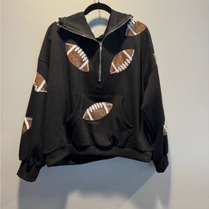 Black Football Print Hoodie